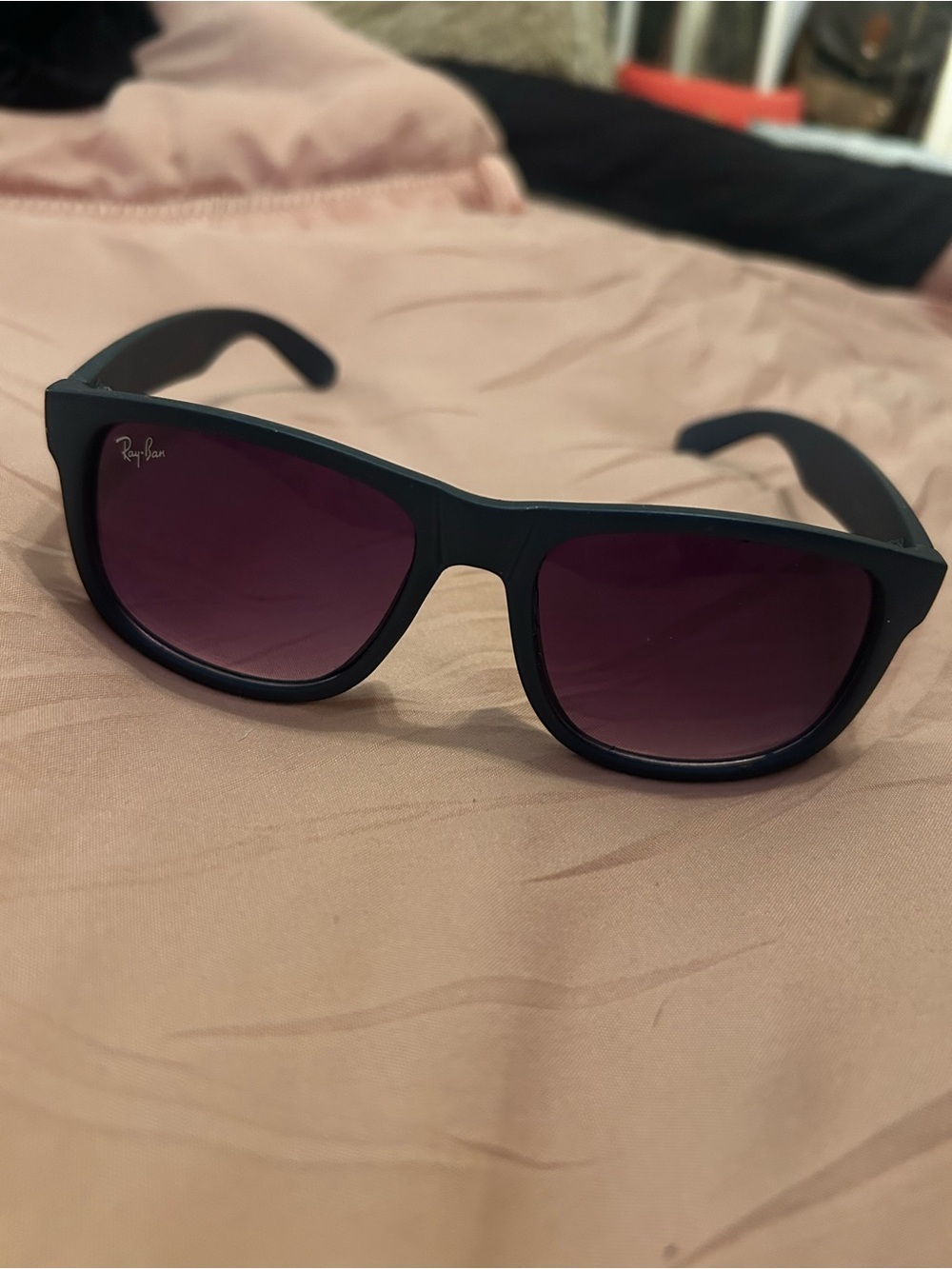 Ray-Ban Justin Matte Navy Blue rubber Rectangular Sunglasses - Picture 9 of 10